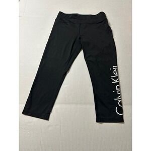 Calvin Klein Performance Black Capris Cropped Leggings Logo Gym Casual Women M